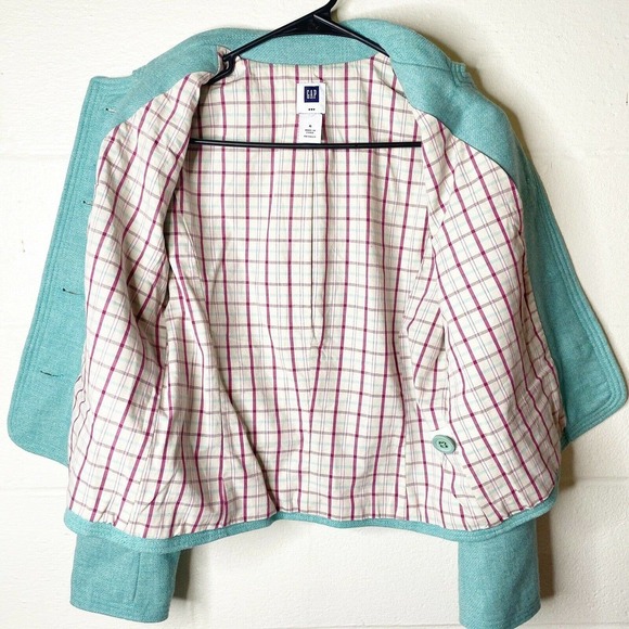 GAP Womens Sz 6 Blue Lined Button Down Wool Blend Coat Jacket Blazer - Picture 8 of 12